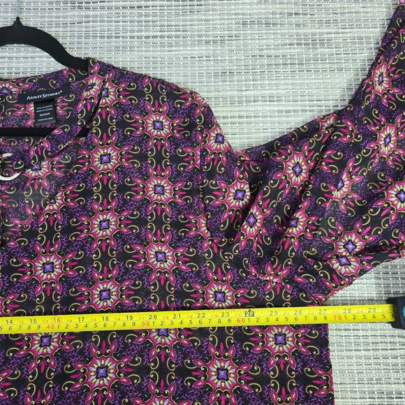 Ashley Stewart Top Blouse Womens Plus Size 22 24W Sheer Colorful Fairy Whimsy - Picture 5 of 12